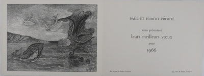 Herbert LESPINASSE : Sirène et coquillages, Gravure sur bois originale signée