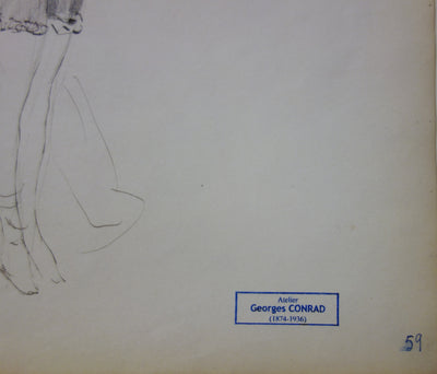 Georges CONRAD : A la plage, Dessin original signé