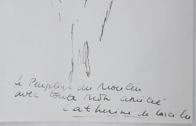 Catherine DE CASTILHO : Le peuplier, Autographe et dessin original signé