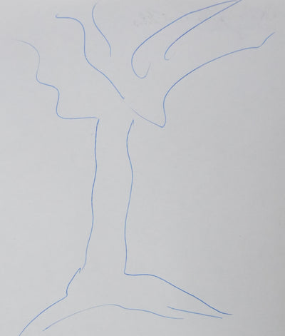 François SEYDOUX : Forme botanique, Autographe et dessin original signé