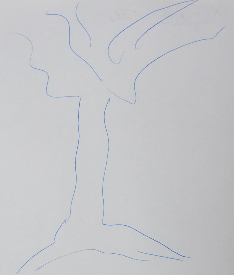 François SEYDOUX : Forme botanique, Autographe et dessin original signé