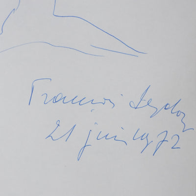 François SEYDOUX : Forme botanique, Autographe et dessin original signé