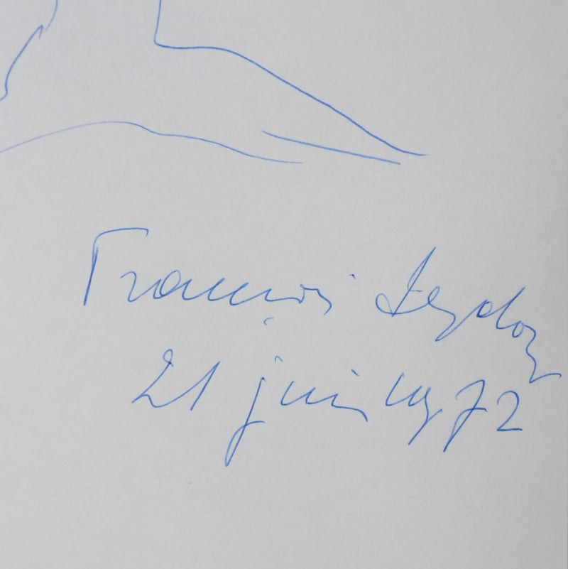 François SEYDOUX : Forme botanique, Autographe et dessin original signé