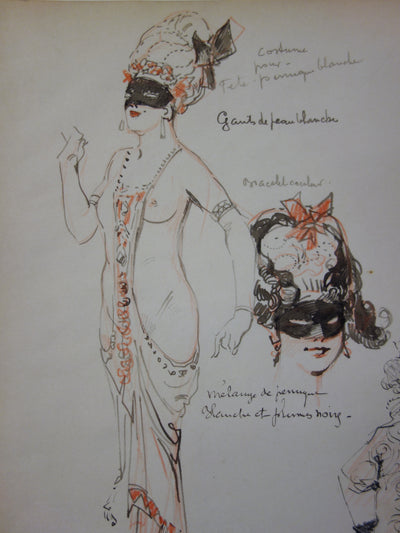 Georges CONRAD : Costume pour le bal masqué, Dessin original signé