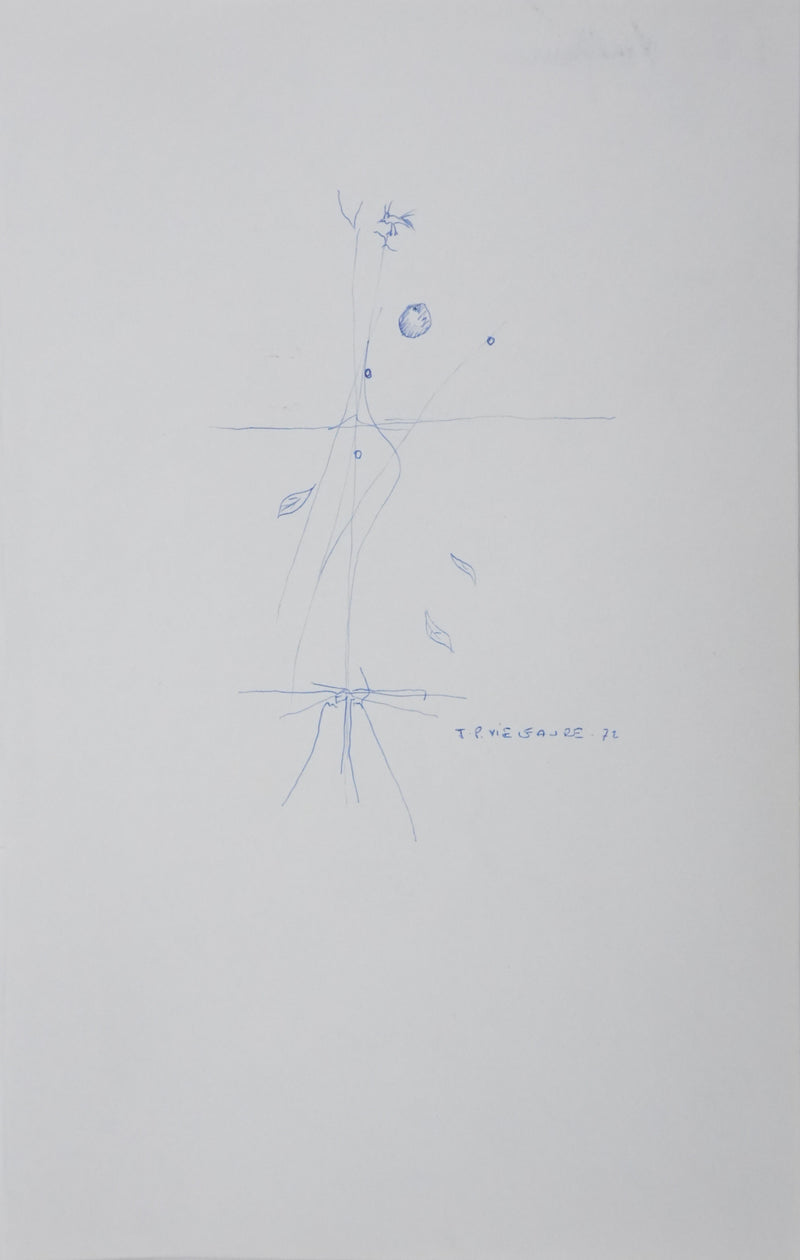 Jean-Pierre VIELFAURE : Composition végétale, Dessin original signé