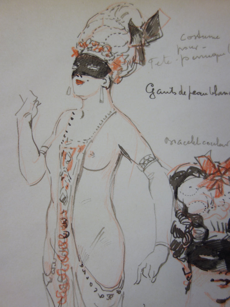 Georges CONRAD : Costume pour le bal masqué, Dessin original signé