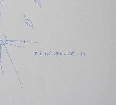 Jean-Pierre VIELFAURE : Composition végétale, Dessin original signé