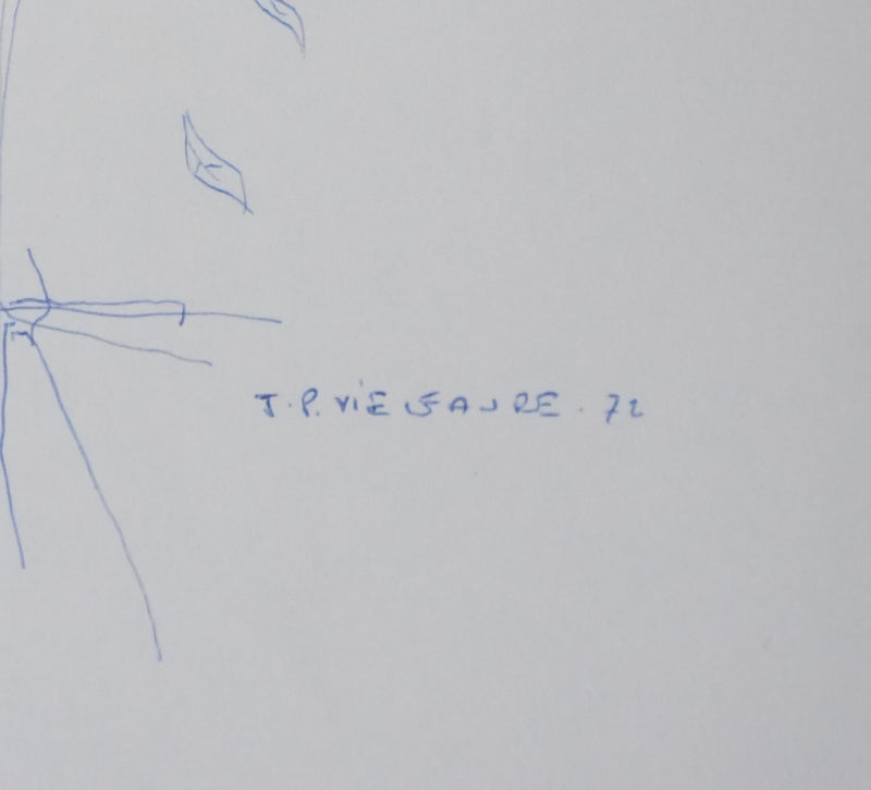 Jean-Pierre VIELFAURE : Composition végétale, Dessin original signé