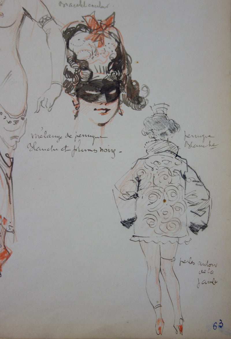 Georges CONRAD : Costume pour le bal masqué, Dessin original signé