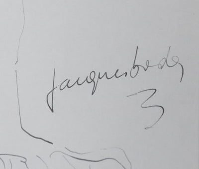 Jacques BODOIN : L'arbre du fruit suspendu, Autographe et dessin original signé