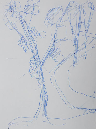 Louis DUCATEL : L'arbre sur le chemin sinueux, Autographe et dessin original signé