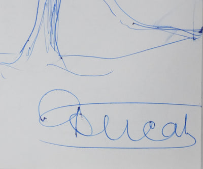 Louis DUCATEL : L'arbre sur le chemin sinueux, Autographe et dessin original signé