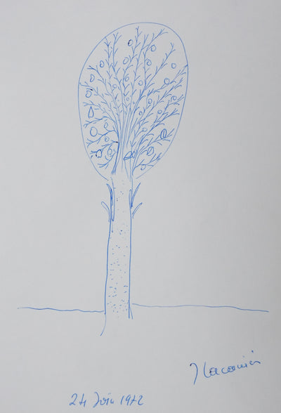 Jacques LACARRIERE : Les branches dans la bulle, Autographe et dessin original signé