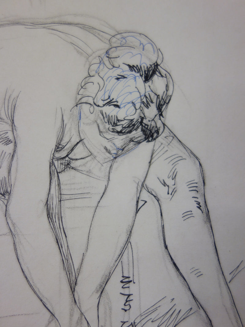 Georges CONRAD : Nu aux souliers, Dessin original signé