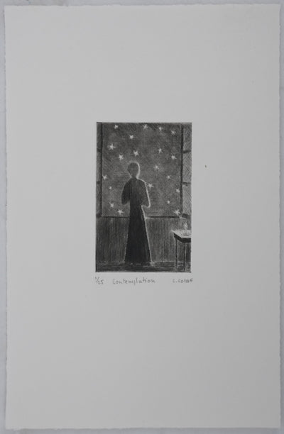 Camille COMBE : Contemplation, Gravure originale signée