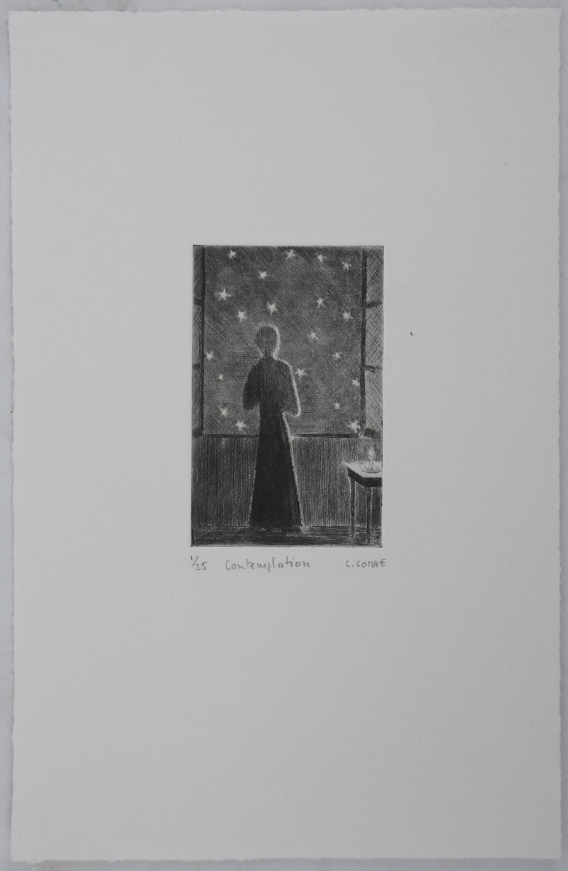 Camille COMBE : Contemplation, Gravure originale signée