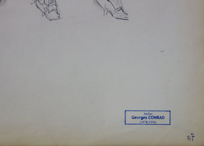 Georges CONRAD : Nu aux souliers, Dessin original signé