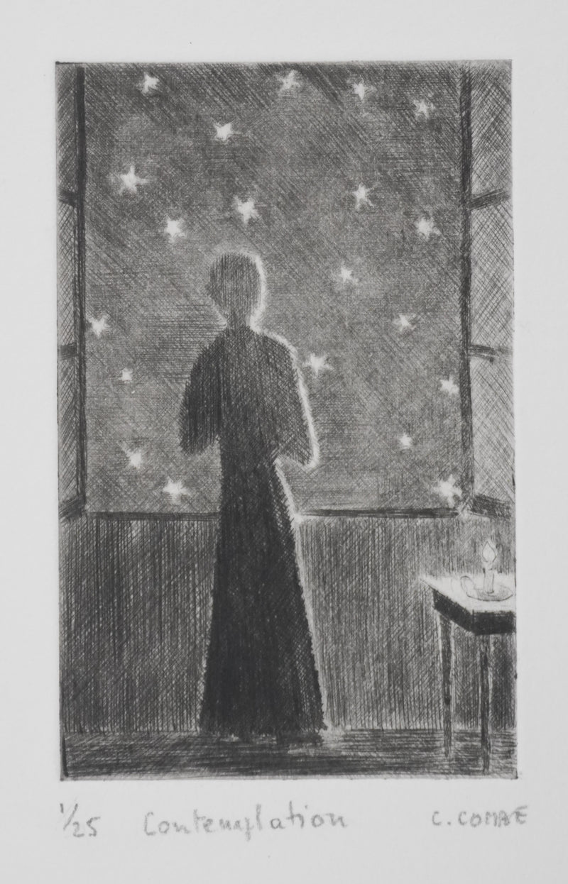 Camille COMBE : Contemplation, Gravure originale signée