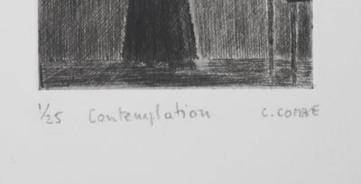 Camille COMBE : Contemplation, Gravure originale signée