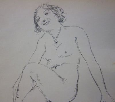 Georges CONRAD : Nu assis, Dessin original signé