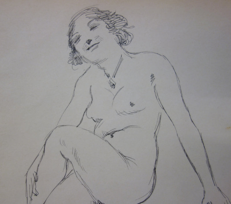 Georges CONRAD : Nu assis, Dessin original signé