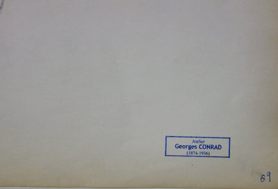 Georges CONRAD : Nu assis, Dessin original signé