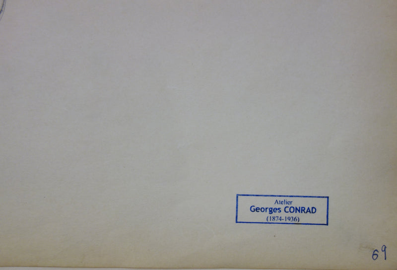 Georges CONRAD : Nu assis, Dessin original signé