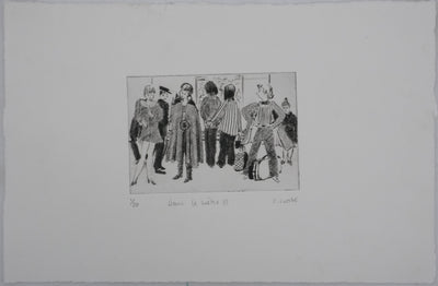 Camille COMBE : Dans le métro III, Gravure originale signée