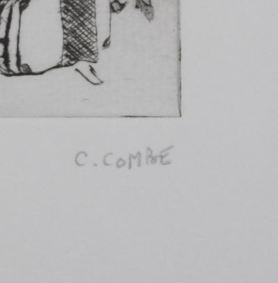 Camille COMBE : Dans le métro III, Gravure originale signée