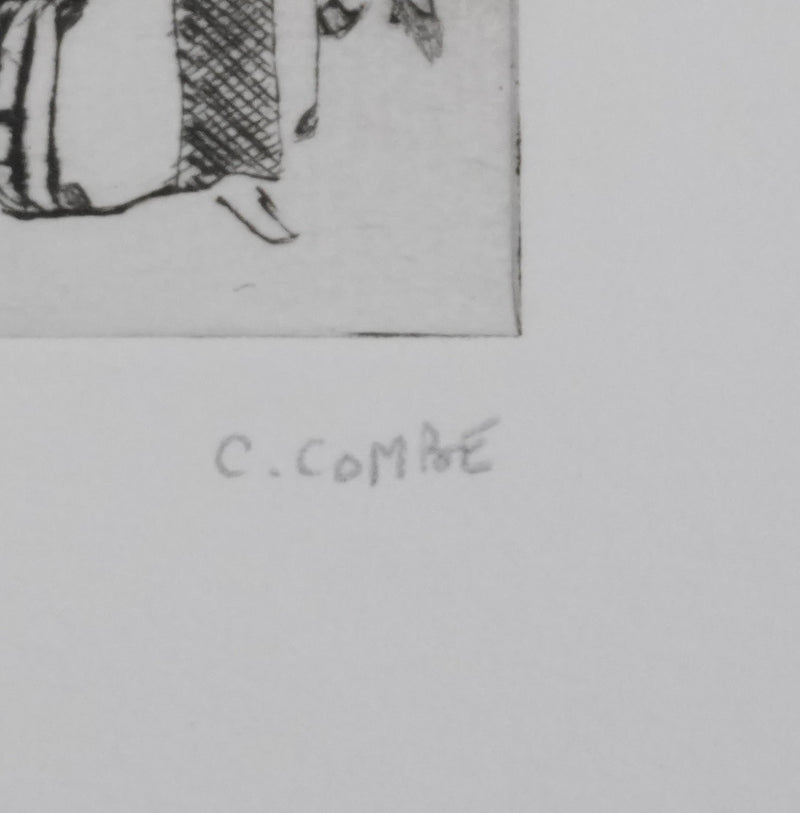 Camille COMBE : Dans le métro III, Gravure originale signée