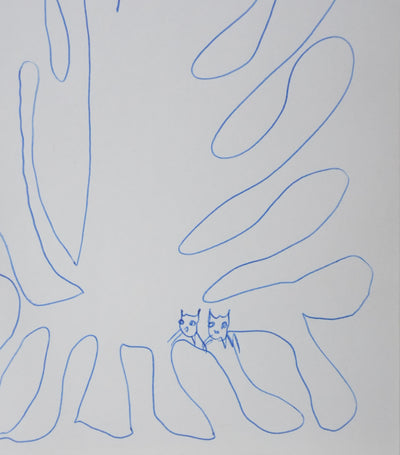 Armand GATTI : L'arbre aux chats, Autographe et dessin original signé