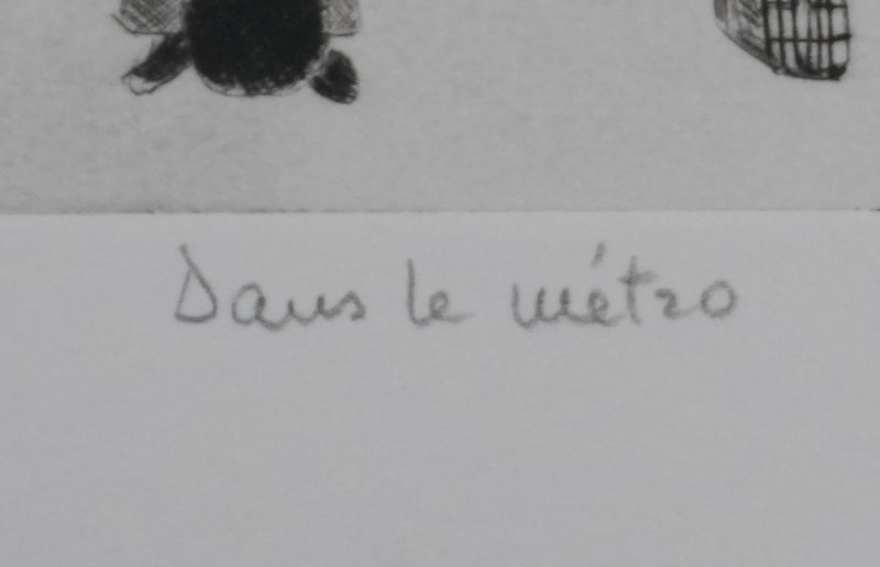 Camille COMBE : Dans le métro II, Gravure originale signée