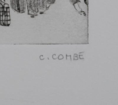 Camille COMBE : Dans le métro II, Gravure originale signée