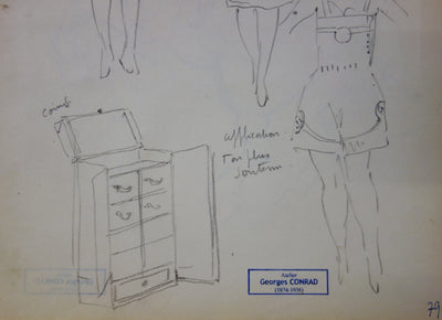 Georges CONRAD : Etudes pour costumes, Dessin original signé