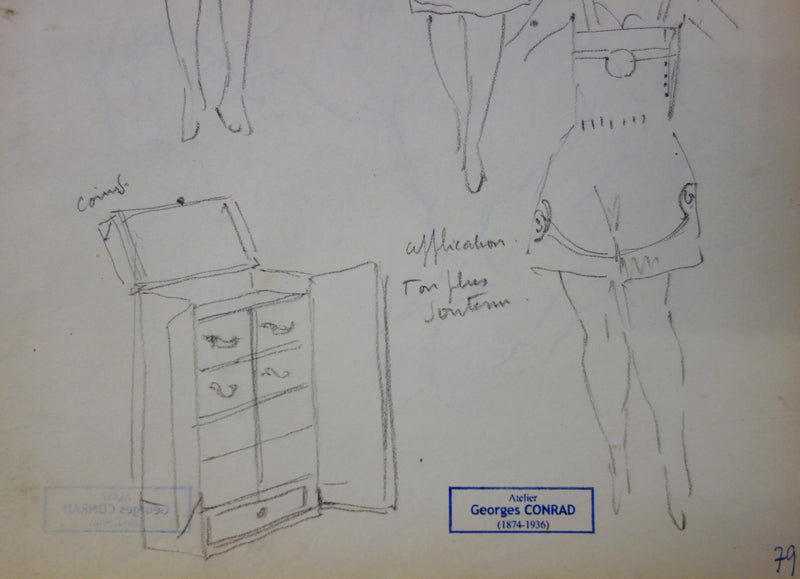 Georges CONRAD : Etudes pour costumes, Dessin original signé