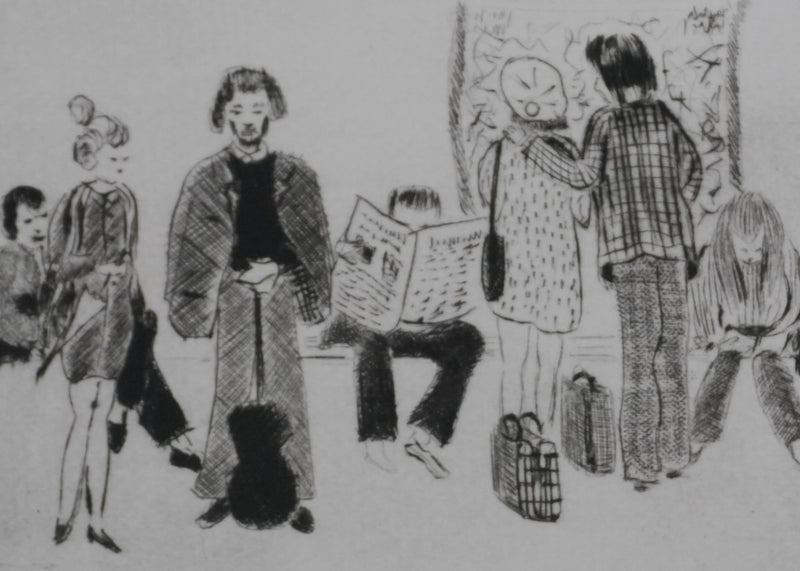 Camille COMBE : Dans le métro II, Gravure originale signée