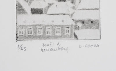 Camille COMBE : Noël à Nuremberg, Gravure originale signée