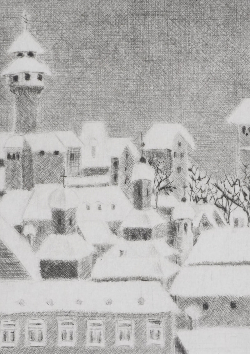 Camille COMBE : Noël à Nuremberg, Gravure originale signée