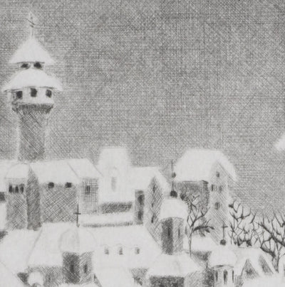 Camille COMBE : Noël à Nuremberg, Gravure originale signée