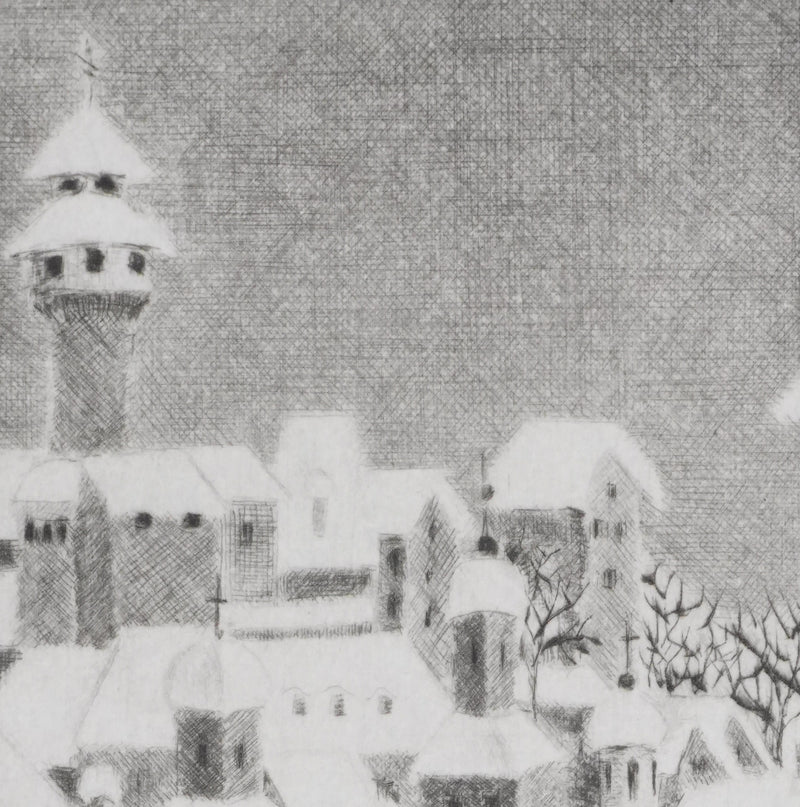Camille COMBE : Noël à Nuremberg, Gravure originale signée
