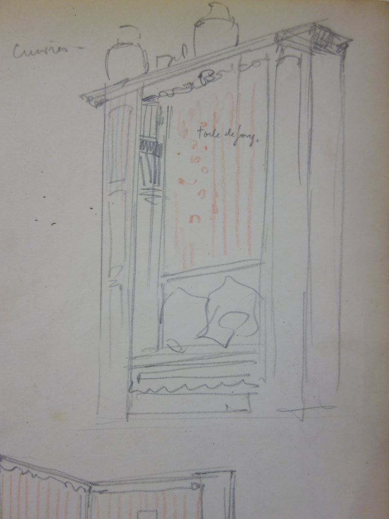 Georges CONRAD : Etude pour un salon, Dessin original signé