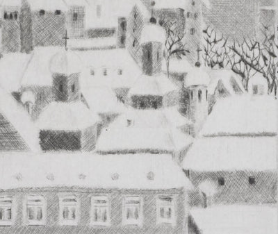 Camille COMBE : Noël à Nuremberg, Gravure originale signée