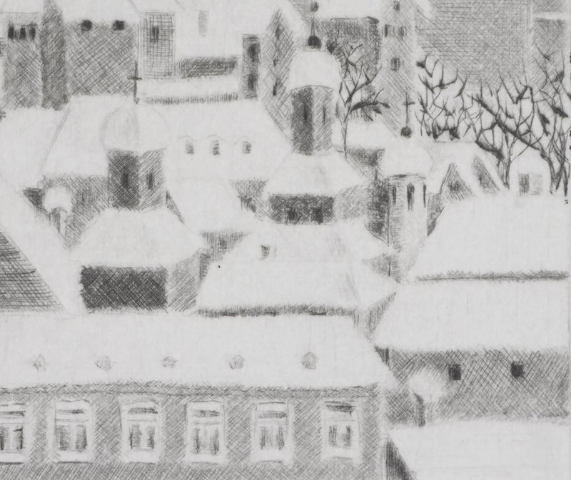 Camille COMBE : Noël à Nuremberg, Gravure originale signée