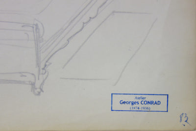 Georges CONRAD : Etude pour une chambre, Dessin original signé