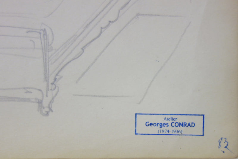 Georges CONRAD : Etude pour une chambre, Dessin original signé