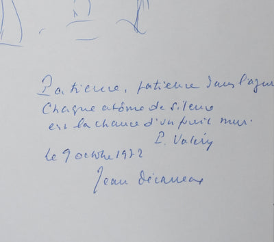 Jean DECARREAUX : La patience des arbres, Autographe et dessin original signé