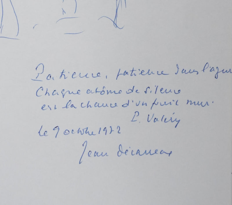 Jean DECARREAUX : La patience des arbres, Autographe et dessin original signé
