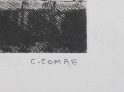 Camille COMBE : Bateaux de pêche à Grado, Gravure originale signée