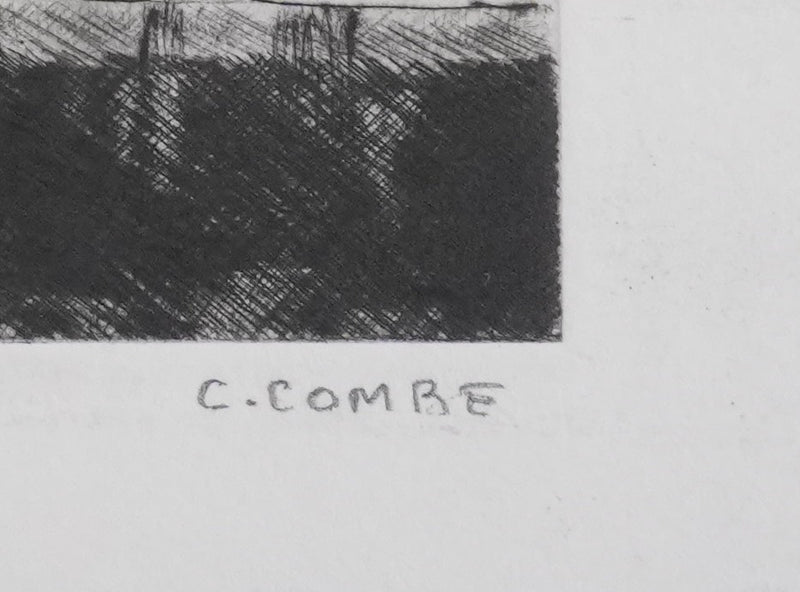 Camille COMBE : Bateaux de pêche à Grado, Gravure originale signée