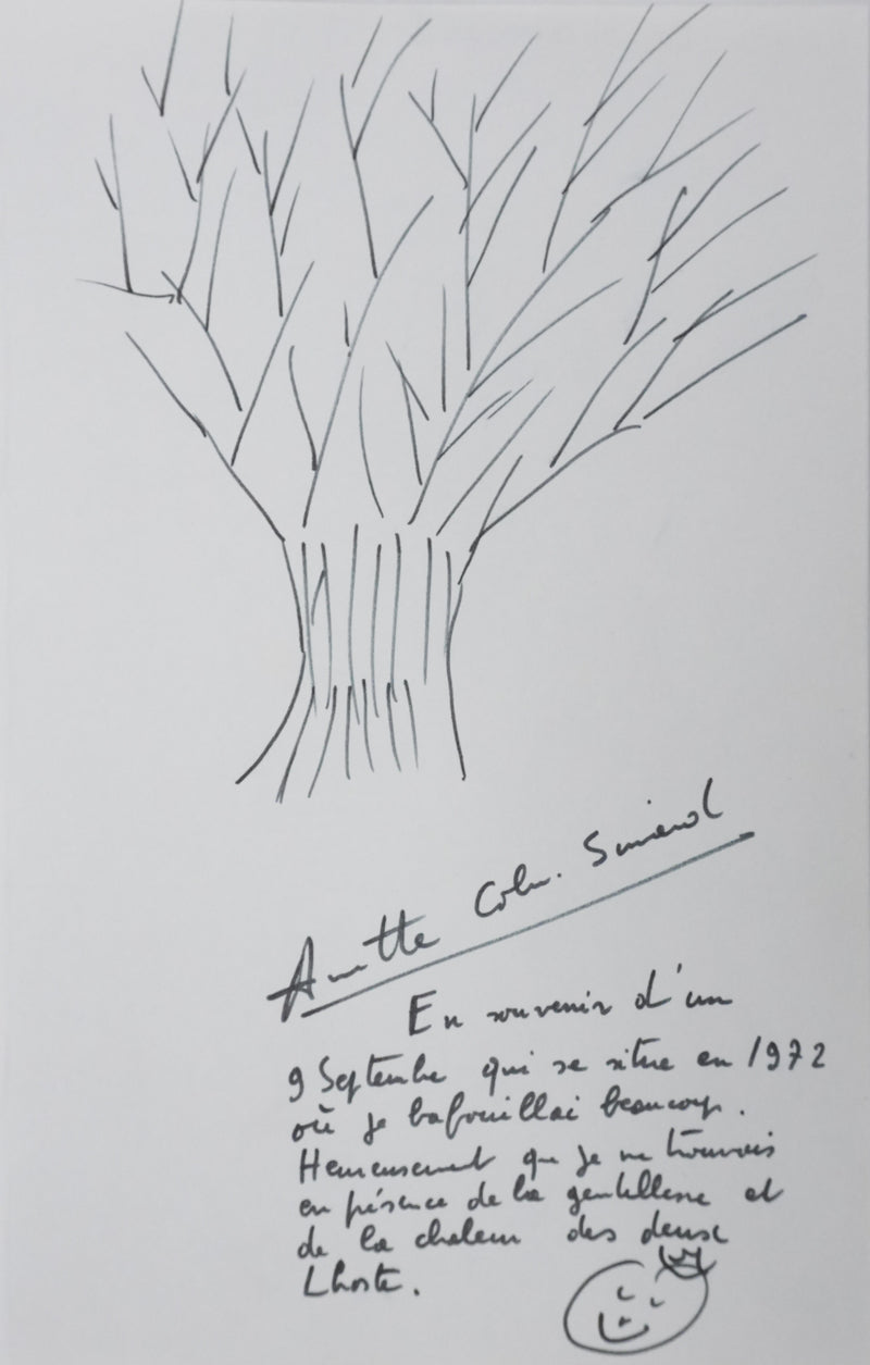 Annette COLIN-SIMARD : La joie des arbres, Autographe et dessin original signé